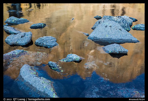 Longs Peak reflections in Chasm Lake. Rocky Mountain National Park (color)