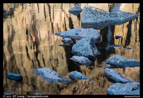 Boulders and reflections, Chasm Lake. Rocky Mountain National Park (color)