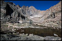 Chasm Lake and Longs Peak, morning. Rocky Mountain National Park, Colorado, USA. (color)