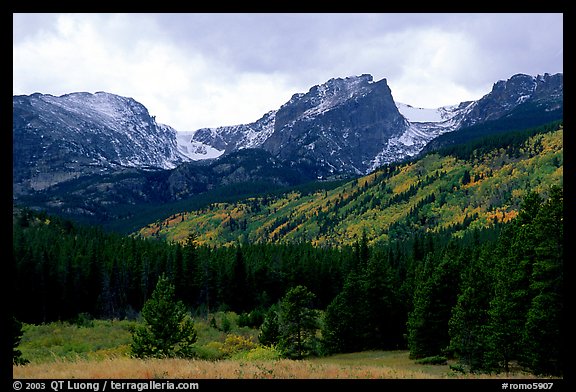 Hallett Peak and Flattop Mountain in fall. Rocky Mountain National Park, Colorado, USA.