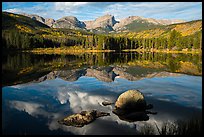 Continental Divide and Sprague Lake in autumn. Rocky Mountain National Park ( color)