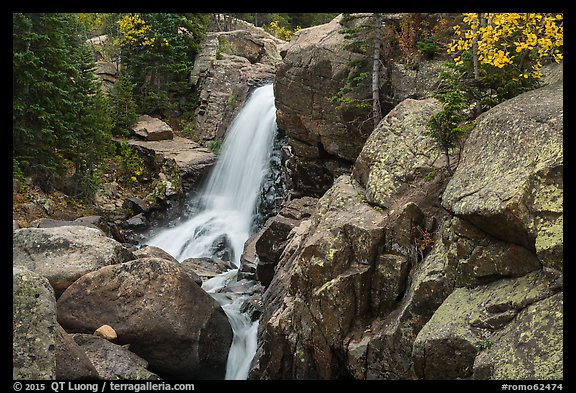 Alberta Falls and cascade in autumn. Rocky Mountain National Park, Colorado, USA.