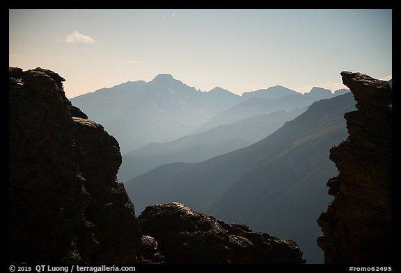 Longs Peak framed by Rock Cut at night. Rocky Mountain National Park (color)