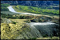 Little Missouri river and badlands at River bend. Theodore Roosevelt  National Park, North Dakota, USA.