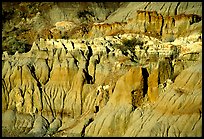 Badlands and caprock formations. Theodore Roosevelt National Park, North Dakota, USA. (color)