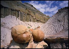 Big cannon ball formations in eroded badlands, North Unit. Theodore Roosevelt  National Park ( color)