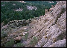 Badlands with Caprock chimneys, North Unit. Theodore Roosevelt National Park, North Dakota, USA.