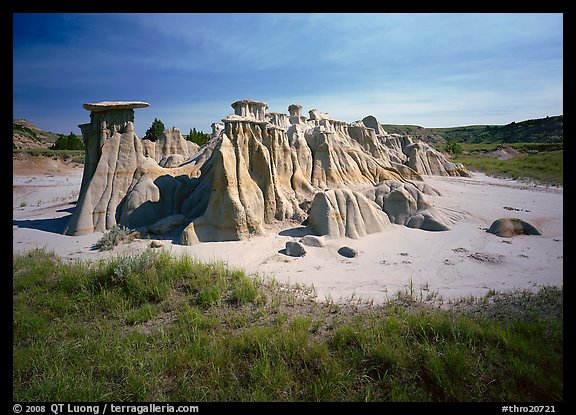 Mushroom pedestal formations, South Unit. Theodore Roosevelt National Park, North Dakota, USA.