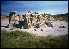 Mushroom pedestal formations, South Unit. Theodore Roosevelt National Park, North Dakota, USA. (color)