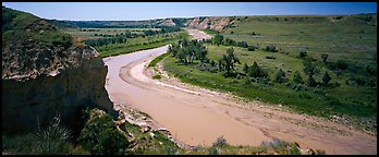 Riverbend and bluff. Theodore Roosevelt National Park (Panoramic color)