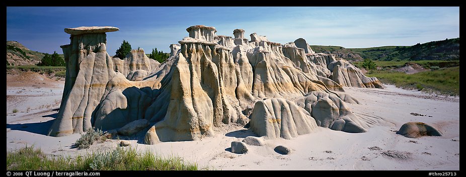 Erosion landscape with pedestal formation. Theodore Roosevelt National Park (color)