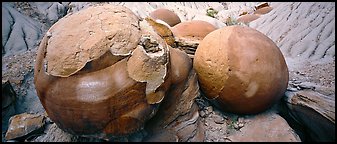 Large cannon ball rocks. Theodore Roosevelt National Park (Panoramic color)