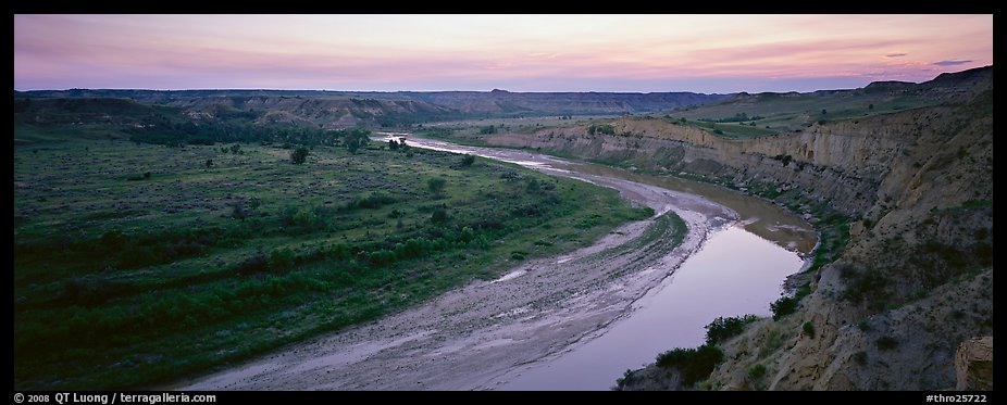 Scenic view of riverbend at sunset. Theodore Roosevelt  National Park (color)