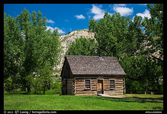 Roosevelt Maltese Cross cabin. Theodore Roosevelt National Park, North Dakota, USA.