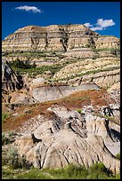 Badlands with colorful strata. Theodore Roosevelt National Park, North Dakota, USA. (color)