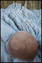 Spherical cannonball concretion in badlands. Theodore Roosevelt National Park ( color)
