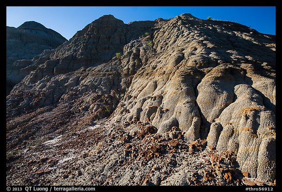 Butte with scoria. Theodore Roosevelt National Park, North Dakota, USA.