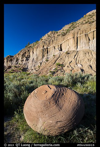 Large cannonball concretions and cliff. Theodore Roosevelt National Park (color)