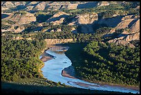 Little Missouri river bend and badlands in summer. Theodore Roosevelt National Park ( color)