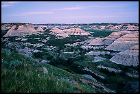 Badlands at dusk. Theodore Roosevelt National Park, North Dakota, USA. (color)