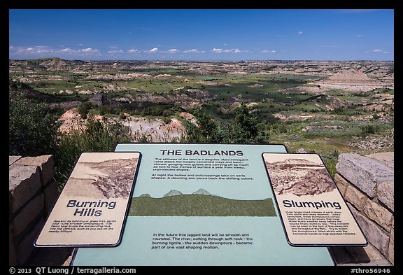 Painted Canyon interpretative sign. Theodore Roosevelt National Park, North Dakota, USA.