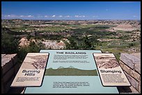 Interpretive sign, Painted Canyon. Theodore Roosevelt National Park, North Dakota, USA.