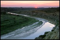 Little Missouri River, sunset. Theodore Roosevelt National Park, North Dakota, USA.