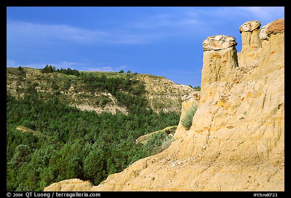 Caprock chimneys, Caprock coulee trail, North Unit. Theodore Roosevelt National Park (color)