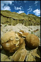 Cannon ball concretions and erosion formations. Theodore Roosevelt National Park, North Dakota, USA. (color)