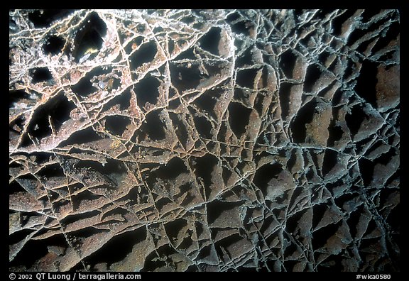 The cave unique boxwork, a calcite formation. Wind Cave National Park (color)