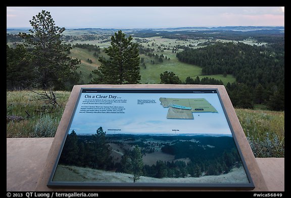 Rankin Ridge view interpretative sign. Wind Cave National Park, South Dakota, USA.