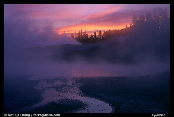 Norris geyser basin at sunrise. Yellowstone National Park (color)