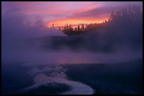 Norris geyser basin at sunrise. Yellowstone National Park, Wyoming, USA.