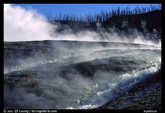 Steam and hill, Midway geyser basin. Yellowstone National Park, Wyoming, USA.