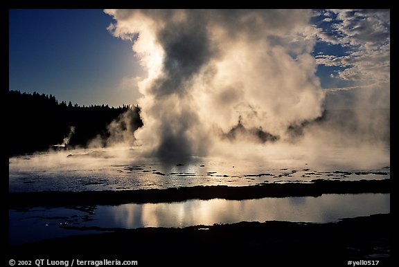 Great Fountain geyser eruption. Yellowstone National Park (color)