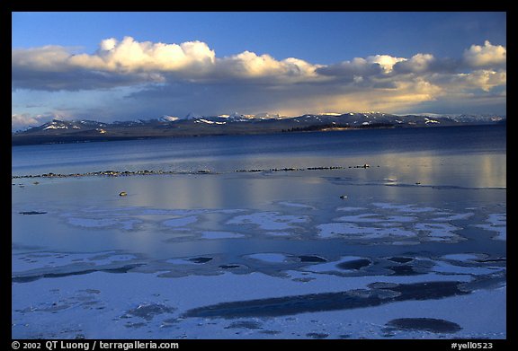 Ice on Yellowstone lake. Yellowstone National Park, Wyoming, USA.