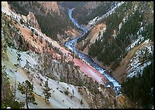 River and Walls of the Grand Canyon of Yellowstone, dusk. Yellowstone National Park, Wyoming, USA. (color)