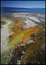 West Thumb geyser basin and Yellowstone lake. Yellowstone National Park, Wyoming, USA.