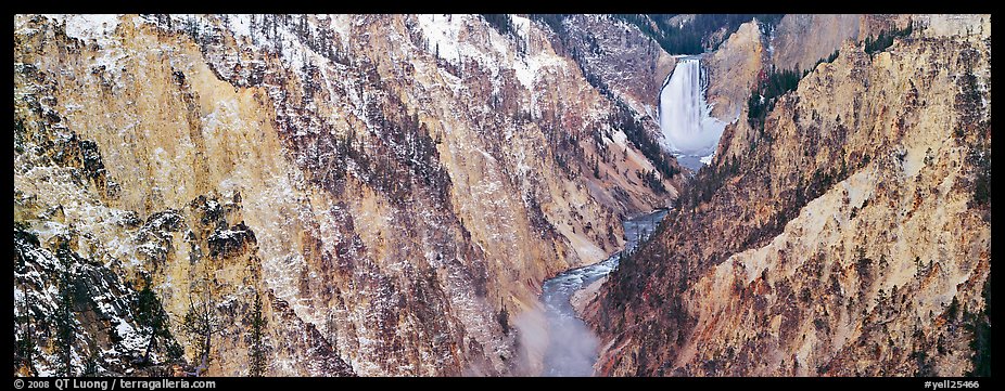 Yellowstone River falls in early winter. Yellowstone National Park (color)