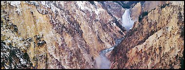 Yellowstone River falls in early winter. Yellowstone National Park, Wyoming, USA.