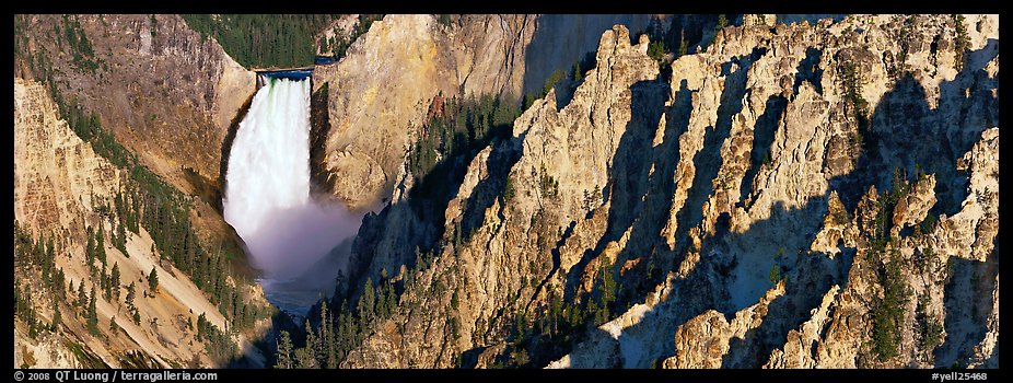 Canyon landscape with waterfall. Yellowstone National Park (color)