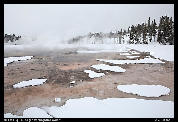 Chromatic Spring in winter. Yellowstone National Park, Wyoming, USA.