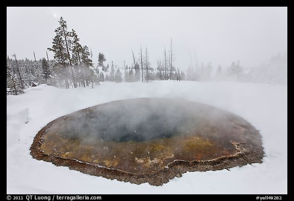 Morning Glory Pool, winter. Yellowstone National Park, Wyoming, USA.