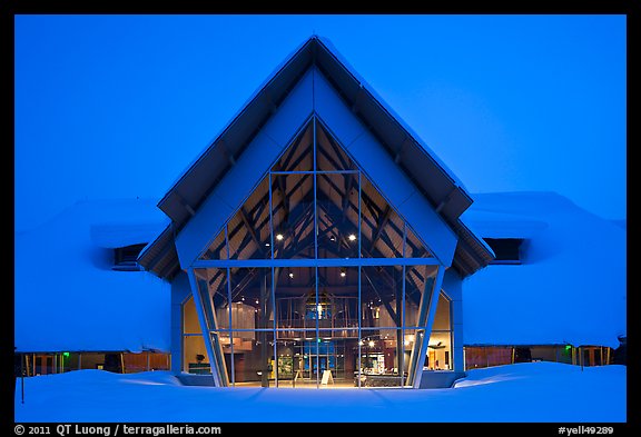 Visitor Center at dusk. Yellowstone National Park, Wyoming, USA.