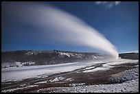 Plume, long night exposure, Old Faithful. Yellowstone National Park ( color)