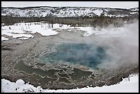 Gem pool seen from above, winter. Yellowstone National Park, Wyoming, USA.