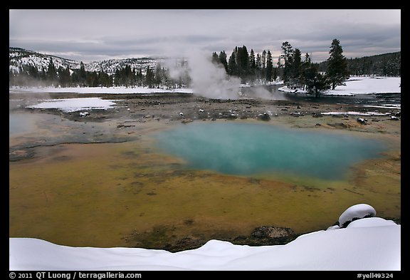 Sapphire Pool in winter. Yellowstone National Park, Wyoming, USA.