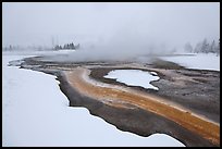 Mirror Pool, snow and steam. Yellowstone National Park, Wyoming, USA. (color)