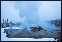 Grotto Geyser at dusk. Yellowstone National Park, Wyoming, USA. (color)