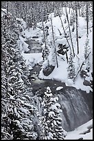 Kepler Cascades of the Firehole River in winter. Yellowstone National Park, Wyoming, USA.